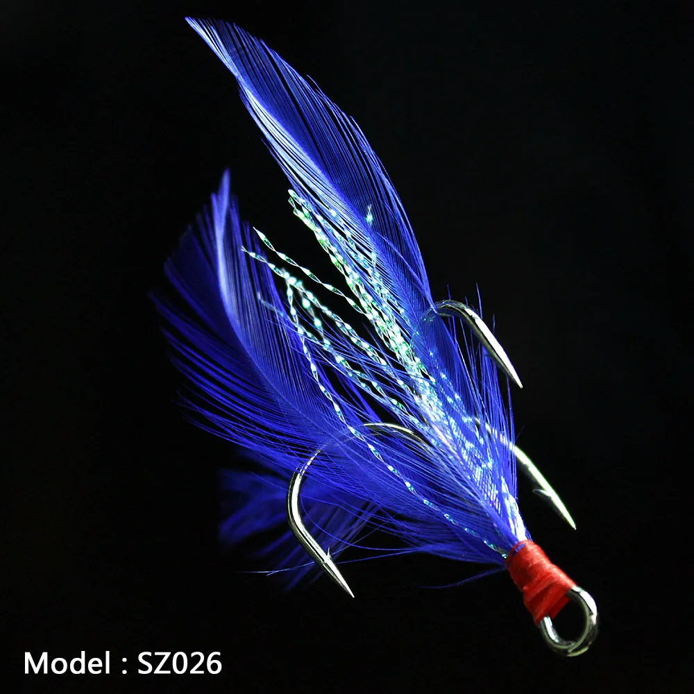 

Treble 5pcs Black Fishing Hooks with Multicolor Feather Fly Fishing Tackle High Carbon Steel Barbed Sharp Pesca Accessary