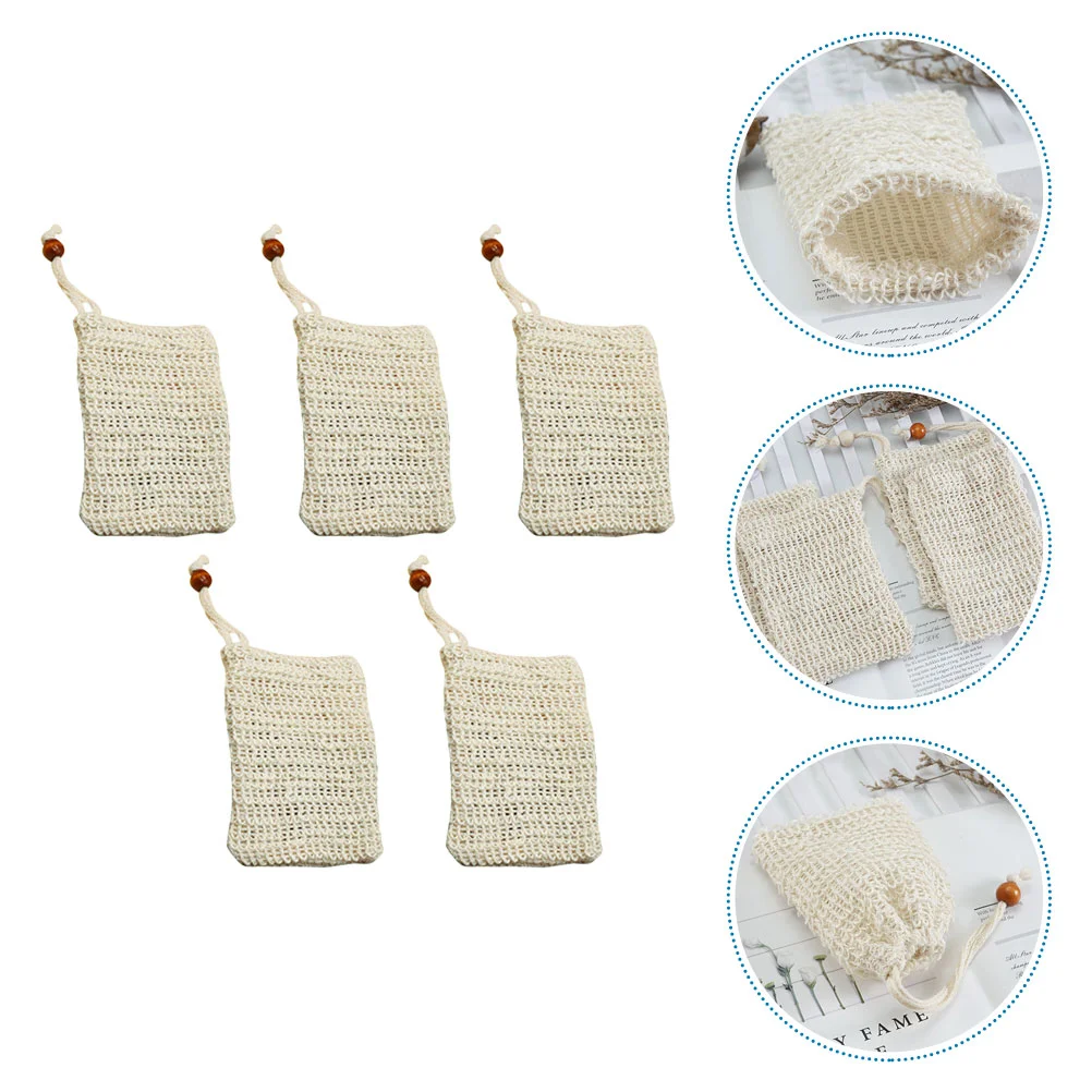

5Pcs Soap Foaming Storage Pouch Practical Nets Soap Bag Sisal Soap Pouch