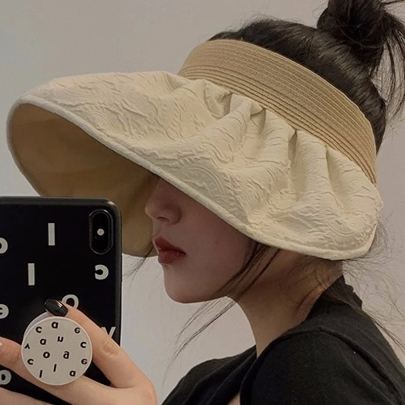 

Панама женская с защитой от ультрафиолета, пустая складная шляпа от солнца, с широкими полями, для пляжа, летняя