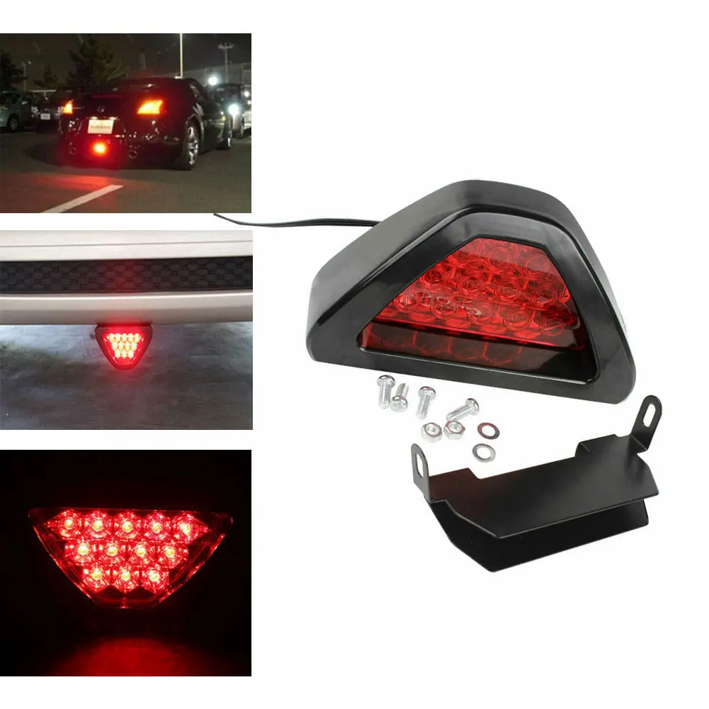 

F1 Style DRL Red 12 LED Rear Tail Stop Fog Triangular Brake Light Stop Safety Lamp Car Motor Free Ship LED Rear Tail Light