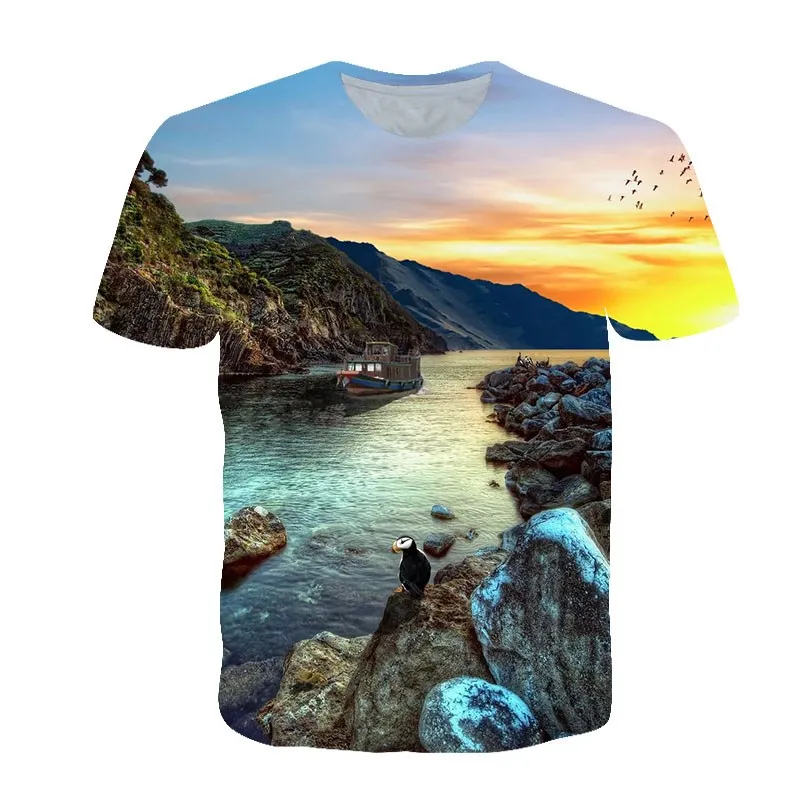 

2022 new men's fashion casual men's top beach style 3D printed Harajuku T-shirt men's leisure time T-shirt