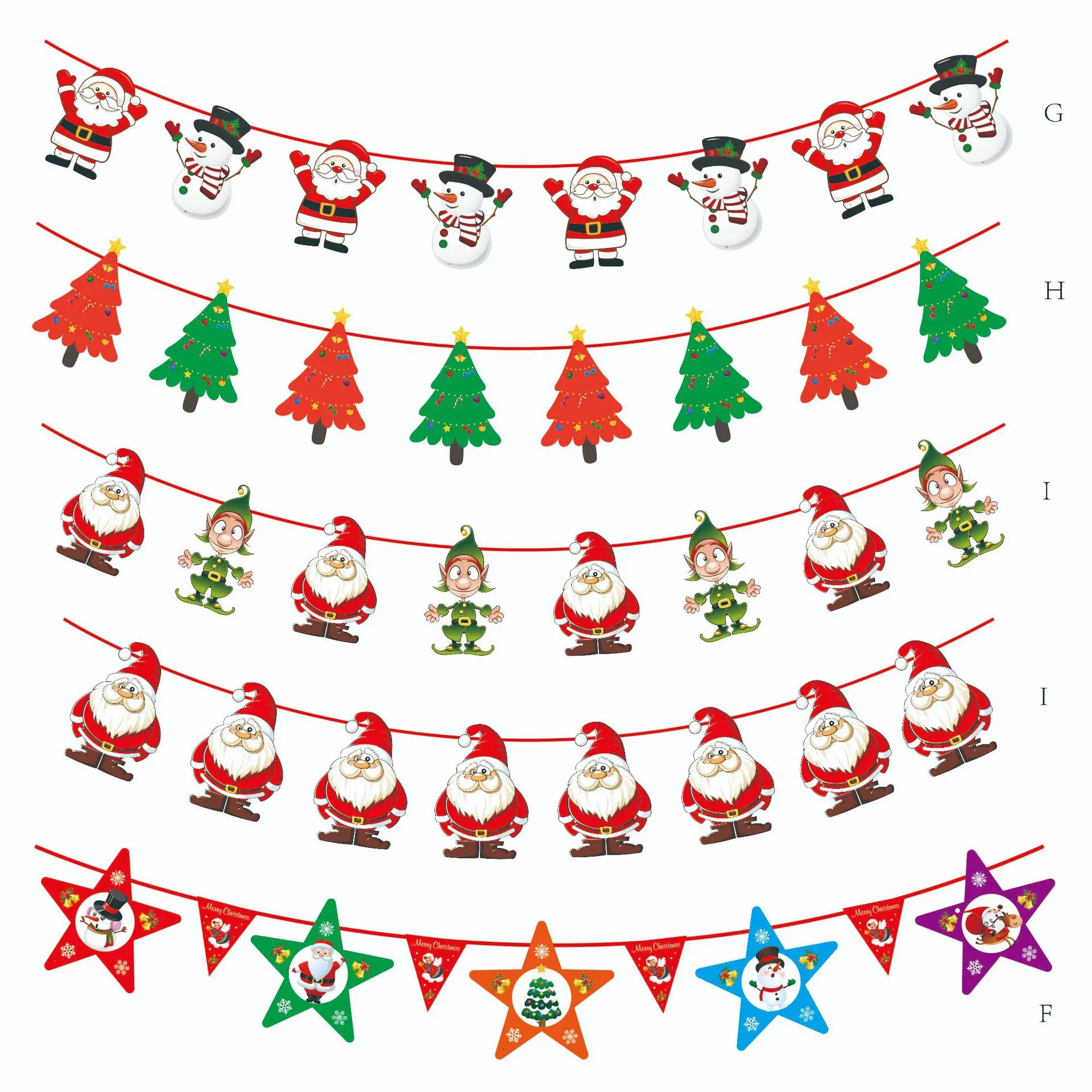 

Christmas Flag Decoration Supplies Christmas Venue Layout Christmas Snowman Old Man Paper Flag Flag Bunting Flower Decoration