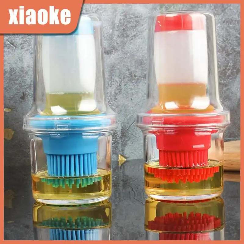 

Multi-function Convenient Dual Use Barbecue Brush Oil Brush Bottle With Protective Cover Silicone Oil Bottle Food Grade