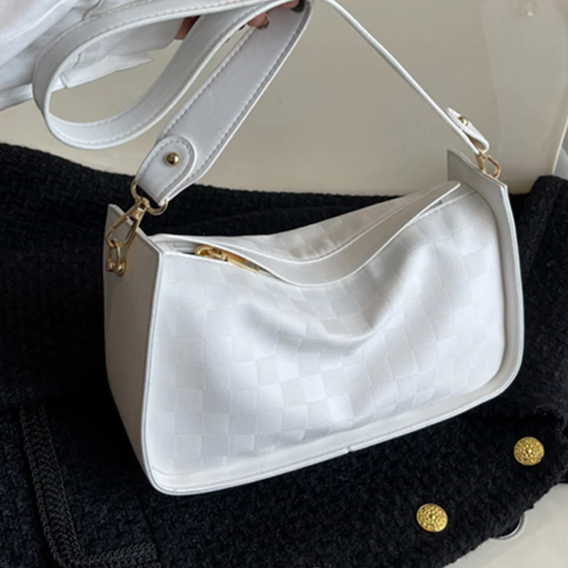 

Женская однотонная клетчатая сумка через плечо, винтажная сумка-мессенджер из мягкой кожи, стильные элегантные сумки, женская новая трендовая сумка через плечо