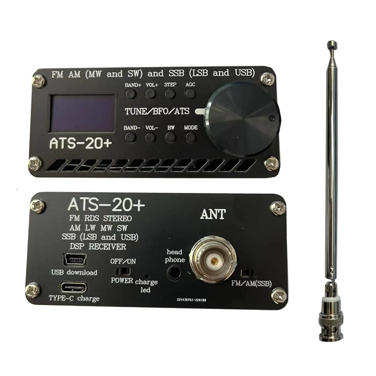 

SI4732 Full Band Radio Receiver MW SW Ssb (Lsb & USB) Handheld with Antenna USB C Charging Interface 0.96 inch OLED Display