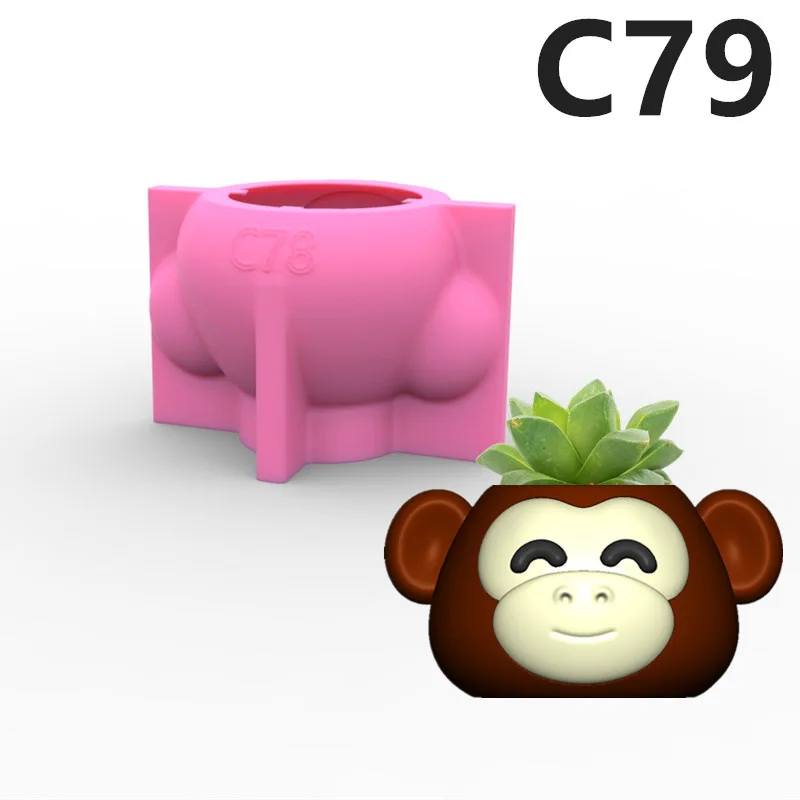 

Little Monkey Succulent Flower Pot Ashtray Pen Holder Silicone Mold Making Home Decoration with Epoxy Plaster Cement Handicraft