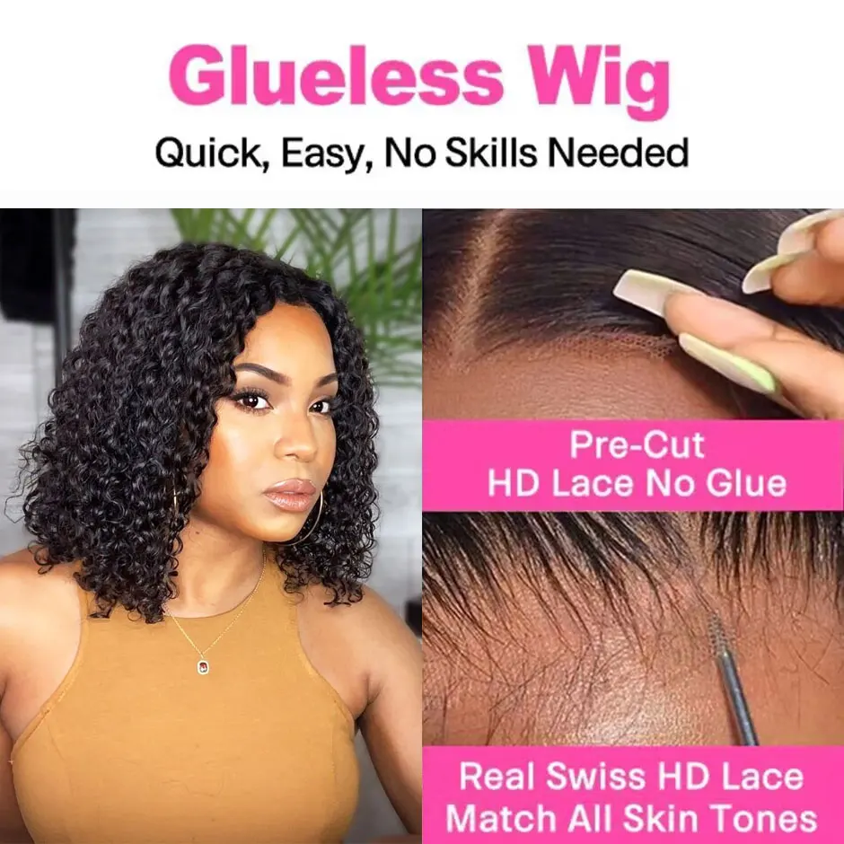 Глубокая волна Боб бразильский парик из волос Реми бесклеевой кружевной