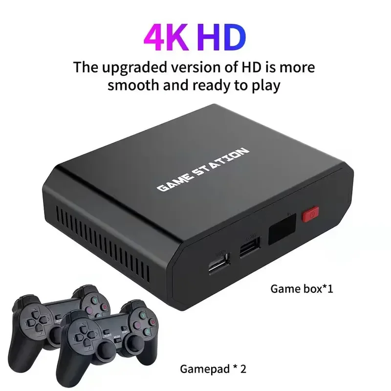 Фото Игровая приставка M8plus HD с двумя беспроводными контроллерами 2.4G, геймпадом для ТВ, 32ГБ/64ГБ, 10000 симуляторов, игровой набор, аксессуар №4