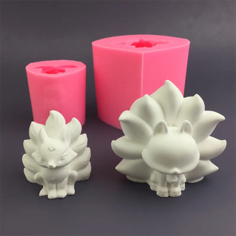 

3D Nine Tailed Fox Silicone Candle Mold DIY Aromatherapy Candle Plaster Ornaments Soap Epoxy Resin Mould Handicrafts Making Tool
