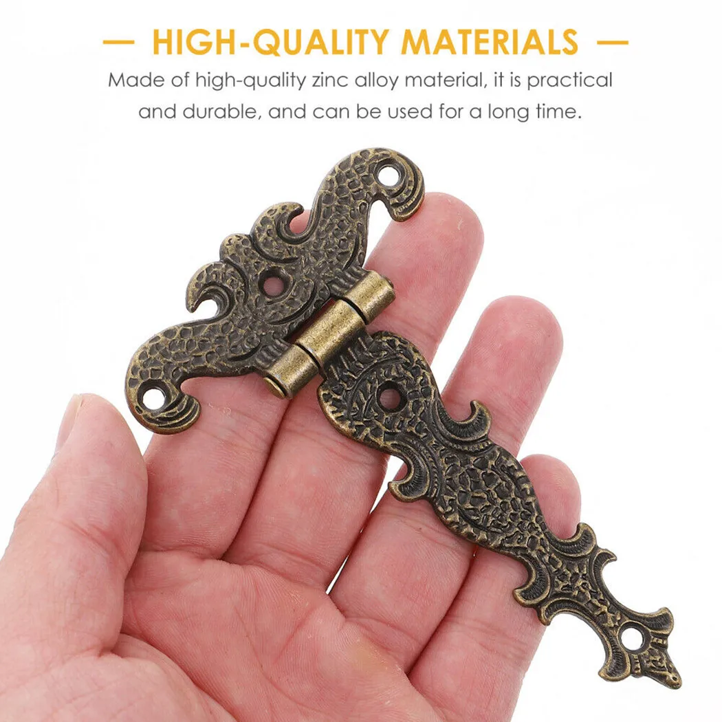 

2pcs Retro Bronze Zinc Alloy Butt Hinges Antique Wooden Box Decorative Hinge Hardware Door Parts Big Deal