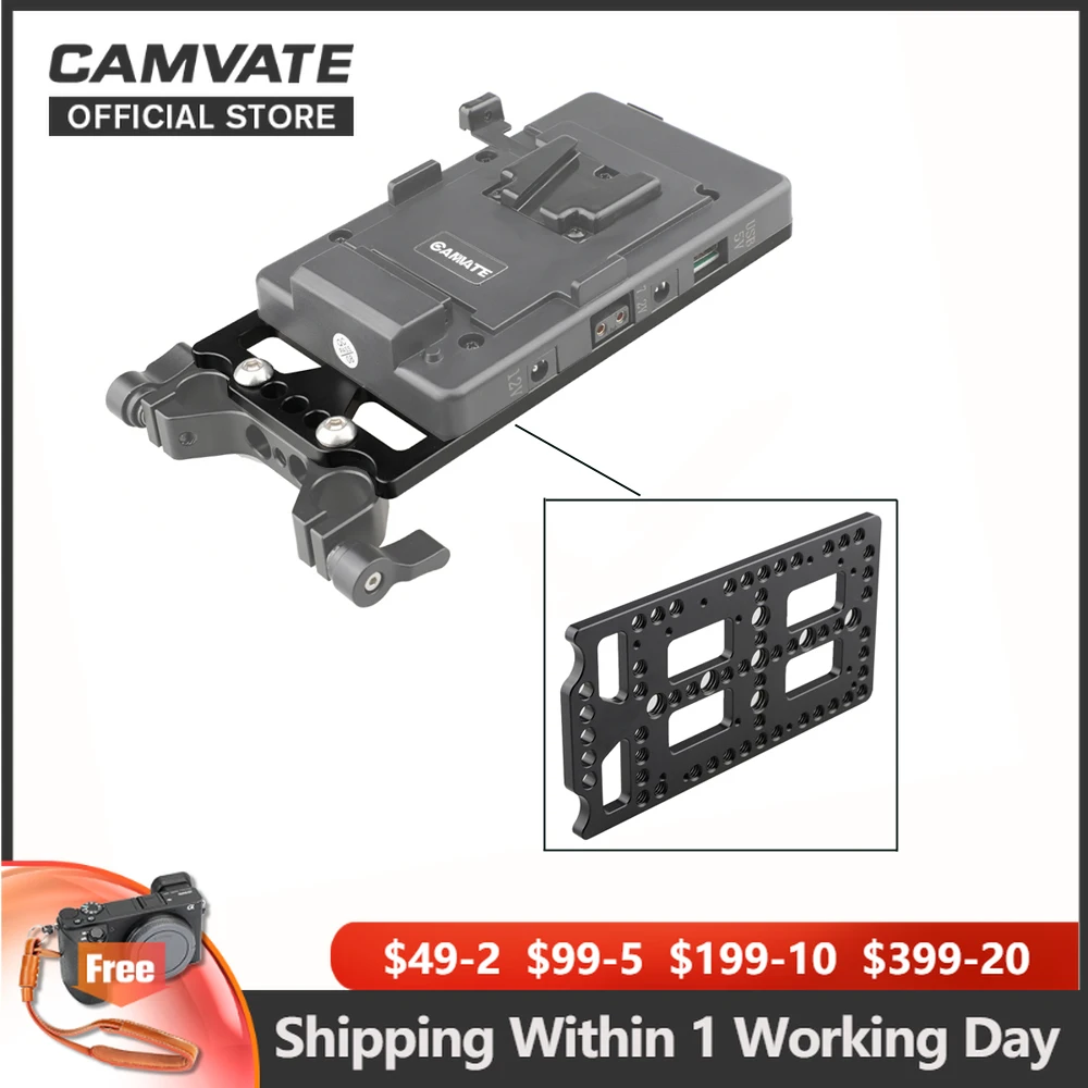 

CAMVATE Versatile Mounting Cheese Plate /Battery Backboard Plate For DSLR Camera V-Lock Battery Plate / Power Splitter Mounting