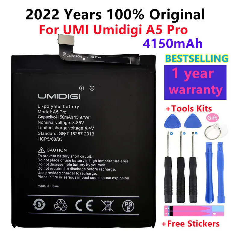 

2022 Years 100% Original High Quality 4150mAh Replacement Battery For UMI Umidigi A5 Pro A5Pro Cell Phone Batteries Bateria