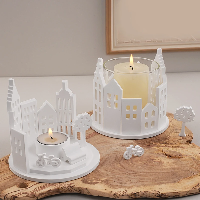 House Epoxy Silicone Mold Round Concrete Plaster Tea Light Candle Holder Desktop Suitable For Home Decoration