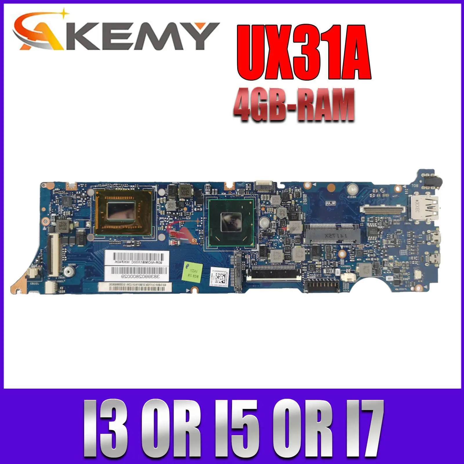 

UX31A Материнская плата ASUS Zenbook UX31A2 материнская плата для ноутбука I3 I5 I7 3-го поколения 4GB-RAM материнская плата для ноутбука REV: 2,0 4,1