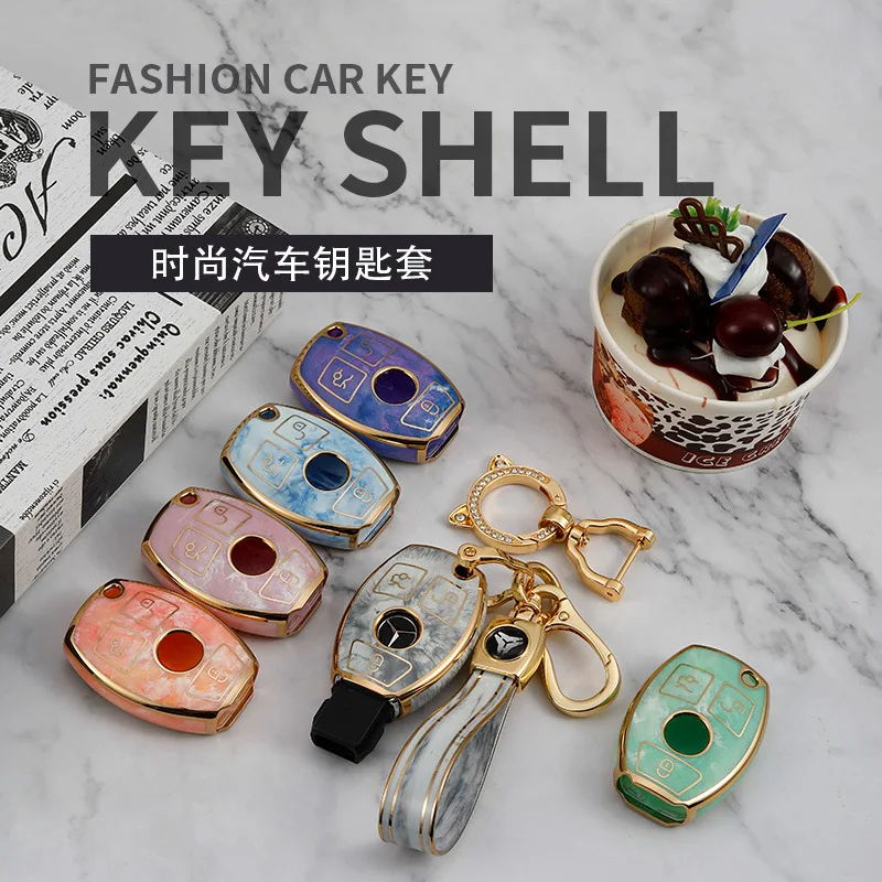 

Fashion Car Key Case Key Cover Is Suitable For Mercedes-Benz C260l Car Jewelry Protection Accessories Mercedes Benz car keycase