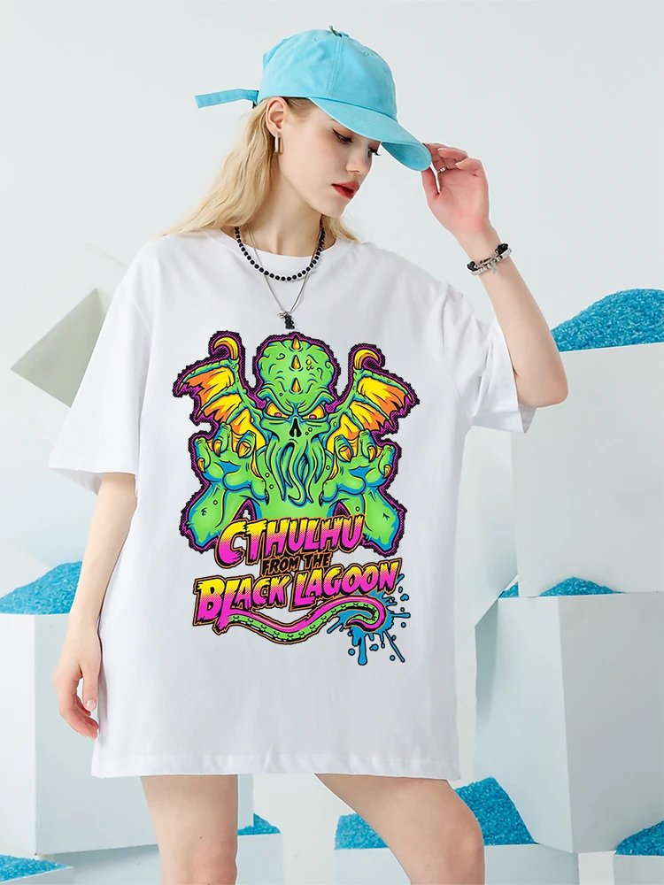 

Cthulhu Из Черной лагуны, женская футболка, хлопковая брендовая футболка, одежда, мягкие свободные футболки, модная Высококачественная футболк...