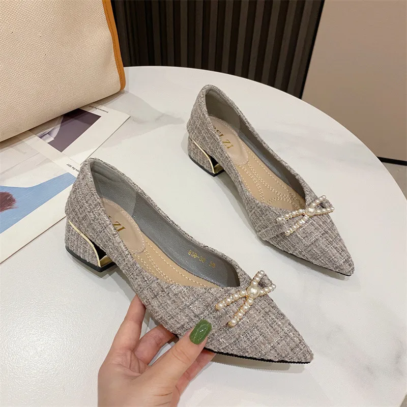 

Pointed Toe Basic Pumps String Bead Design Work Fashion Sexy High Heels Shoes Woman Zapatilla Mujer