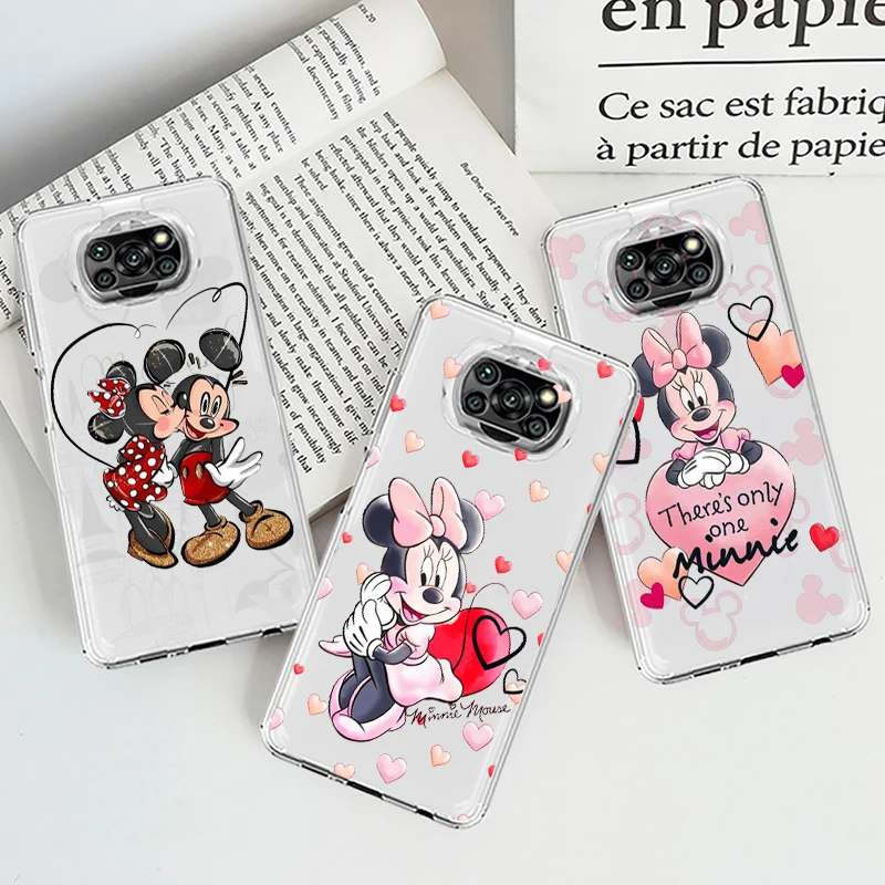 

Phone Case For Xiaomi Mi Poco X4 X3 NFC F4 F3 GT M4 M3 M2 X2 F2 F1 Pro C3 5G Pink Luxury Minnie Mickey Transparent TPU Cover