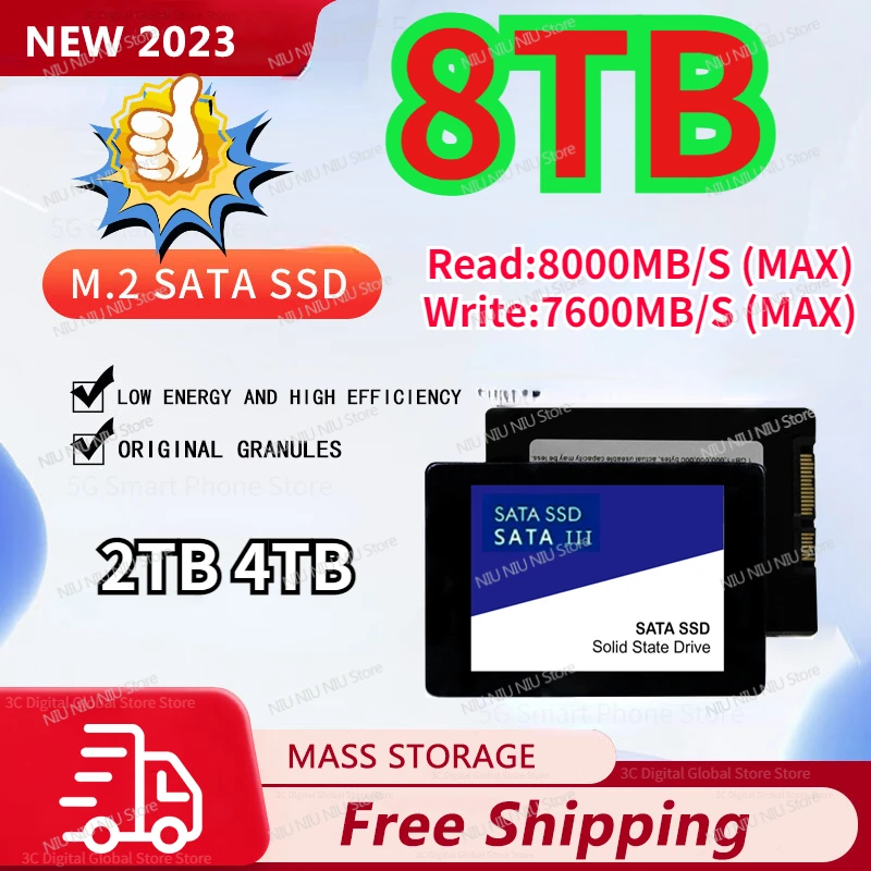 

Christmas 2023 New SSD Hard Drive Disk 8TB 512gb Sata3 2.5 Inch TLC 500MB/s Internal Solid State Drives for Laptop and Desktop
