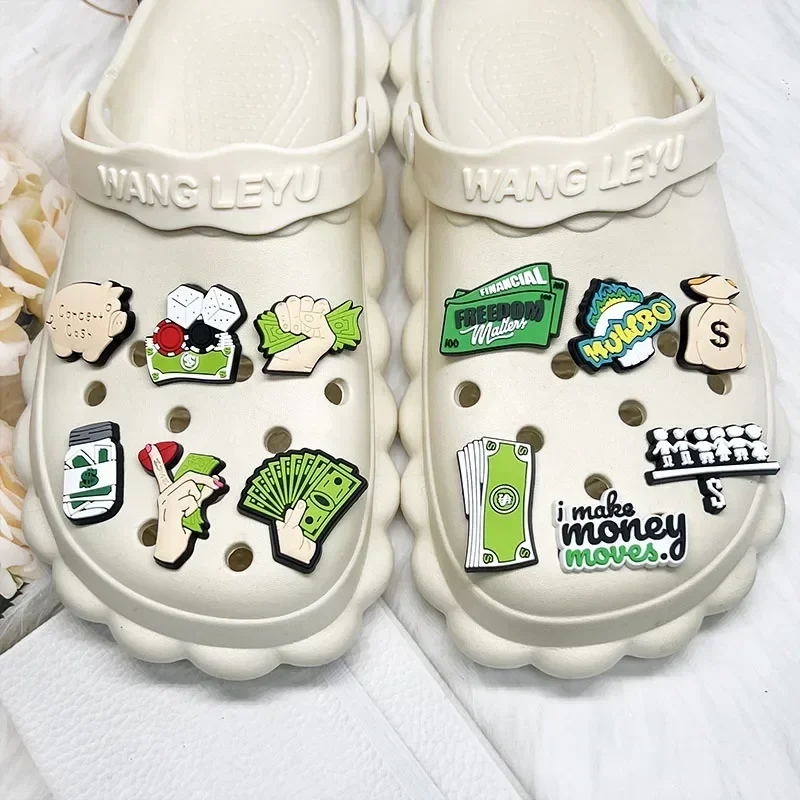 

Green Charm Dollar Christmas Decorations Jibbitz Set Croc Shoe Charms For Shoes Gift Friends Pvc Diy Grinch Accessories