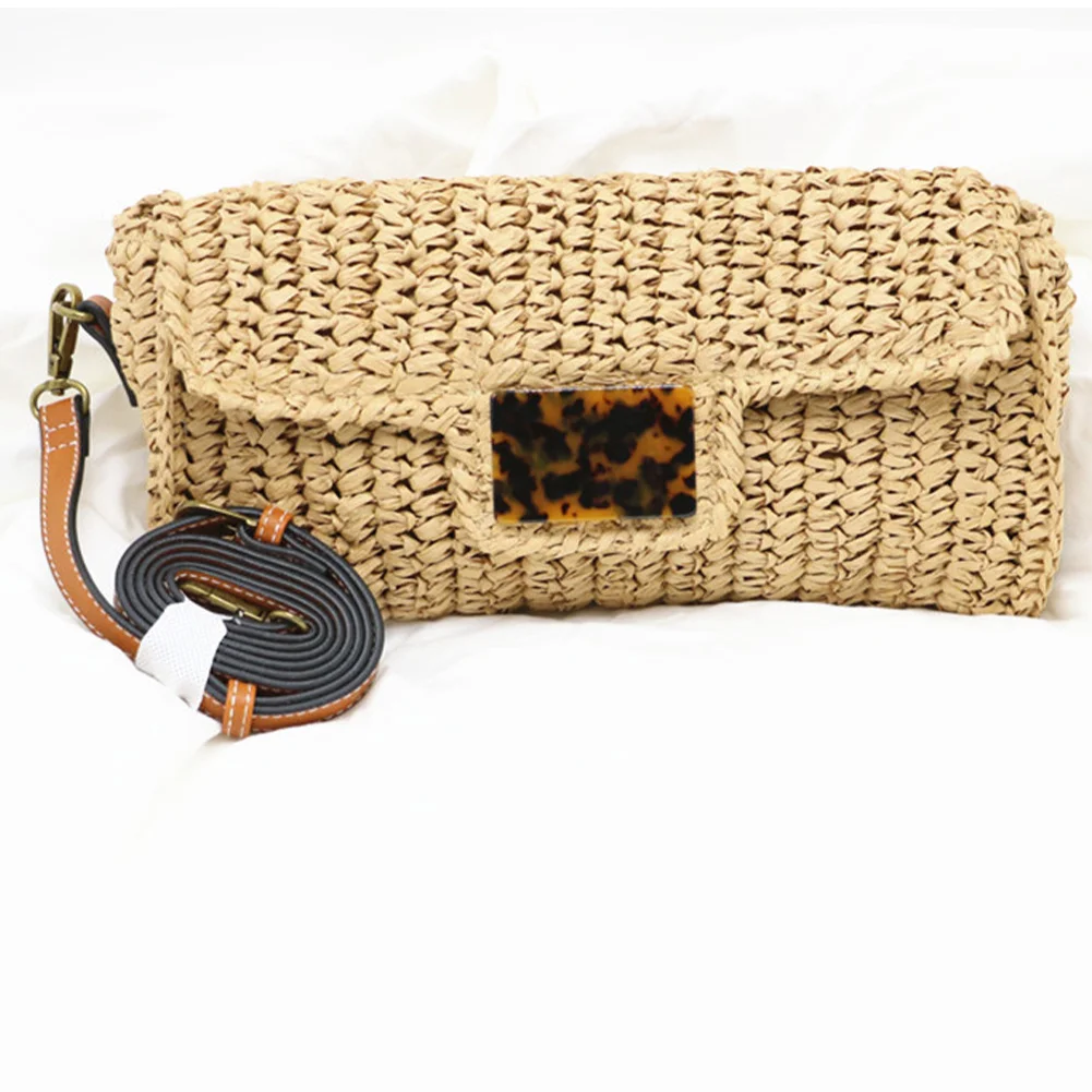 

Модная женская сумка ручной работы, дамская сумочка с леопардовым узором и пряжкой, Роскошный дизайнерский клатч, сумка на плечо, кошелек, сумка, соломенная сумка