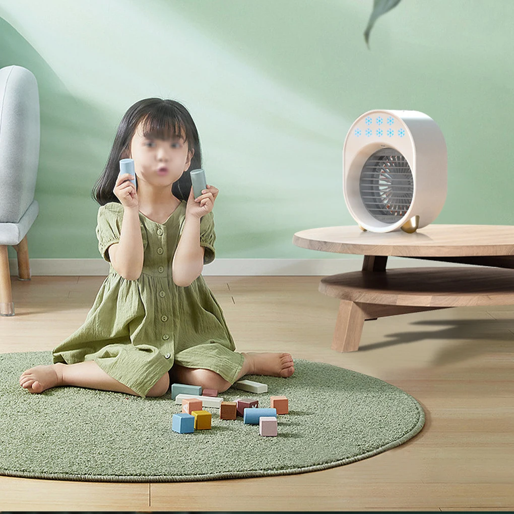 

3W USB Fan Water Cooling Fan with LED Light Summer Cooler for Home Office Desktop Low Noise Design Cooling Tool