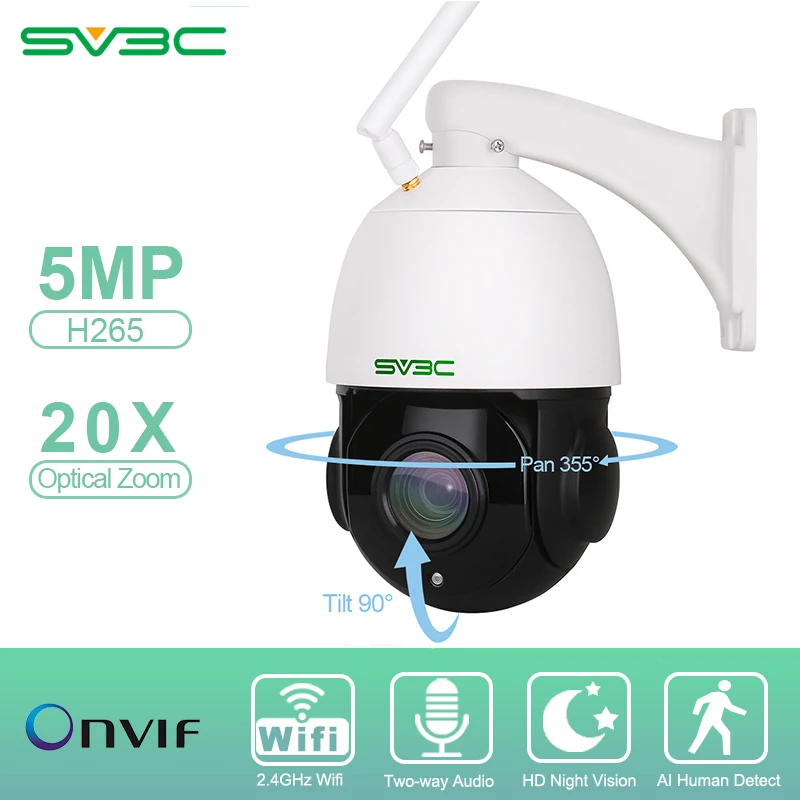 

SV3C 5MP 20X Optical Zoom Surveillance Camera 2MP 20x PTZ Wifi Camera Outdoor 2-way Audio Security IP Camera AI Human Detection