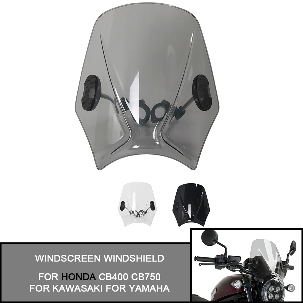 

Motorcycle Windshield Round Headlight Street Bikes Windscreen Scree Universal For Honda CB400 CB750 For Kawasaki For Yamaha