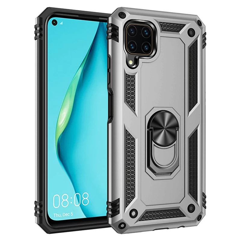 

Luxury Armor Shockproof Case For Huawei P40 Lite Nova 7i Silicone Rugged Hard Plastic Case Magnetic Car Holder Ring Stand Cover