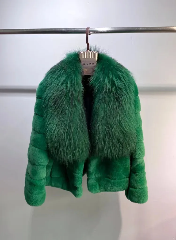 

Chinchilla Real Rex Rabbit Fur Jacket With Natural Raccoon Fur Collar Women Winter Coats Streetwear Fashion Overcoats