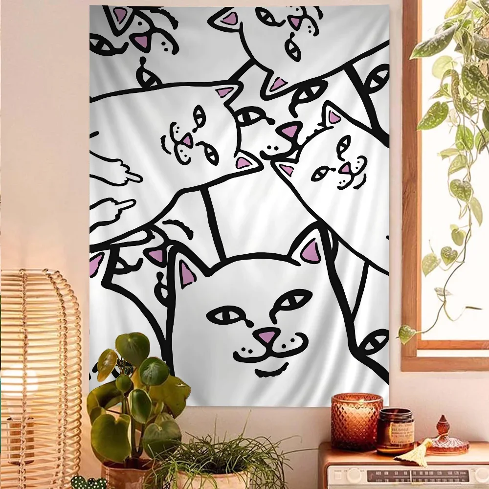 Милый кот-RIPNDIPS Гобелен С Дизайном Пальцев Художественный Научно-фантастический
