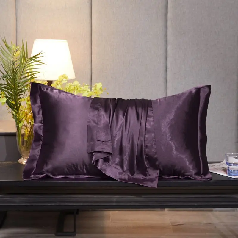 

1 Piece 48x74cm Solid Color Double-sided Silk Satin Pillowcase Wide-sided Pillow Case Single XF1146-28