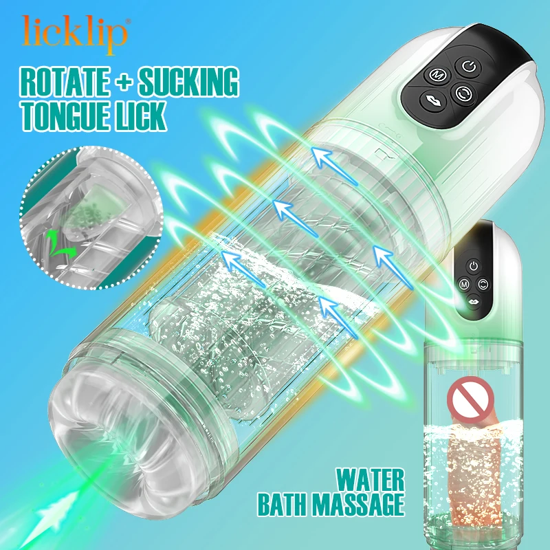 Licklip Drum Washing Masturbators for Men Water Bath Masturbation Cup High Speed Rotatinh Sucking Blowjob Cup Sex Toys Male