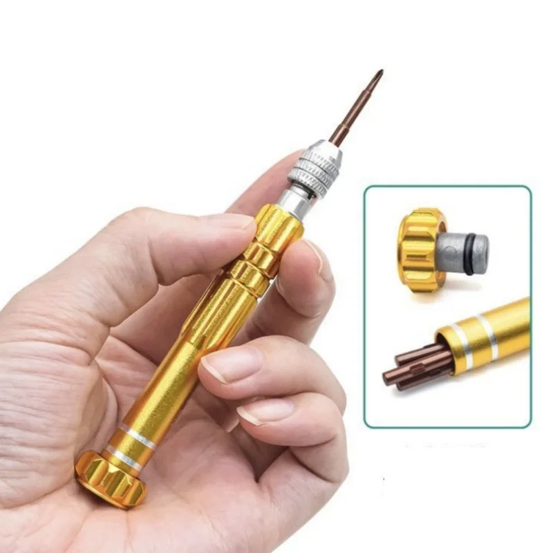 

2PCS/SET 5 in 1 aluminum alloy small screwdriver set, mobile phone disassembly and maintenance tool set, mini