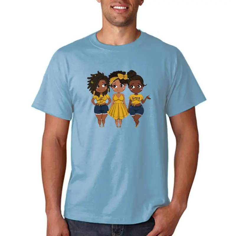 

Футболка в стиле Харадзюку для девочек с африканскими вьющимися волосами, Женские топы с мультяшным графическим принтом, женская футболка, Милая футболка, футболки для друзей