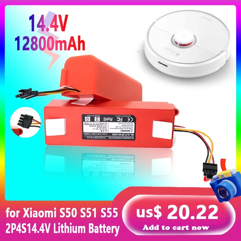 

New 14.4V 6500mAh Sweeper Battery BRR-2P4S-5200D 5200S for XIAOMI Roborock S50 S51 S55 T60 Sweeping Mopping Robot Vacuum Cleaner