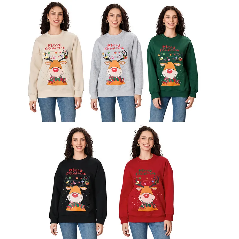 WPNAKS Рождественский женский свитшот осенне-зимняя одежда свободный повседневный
