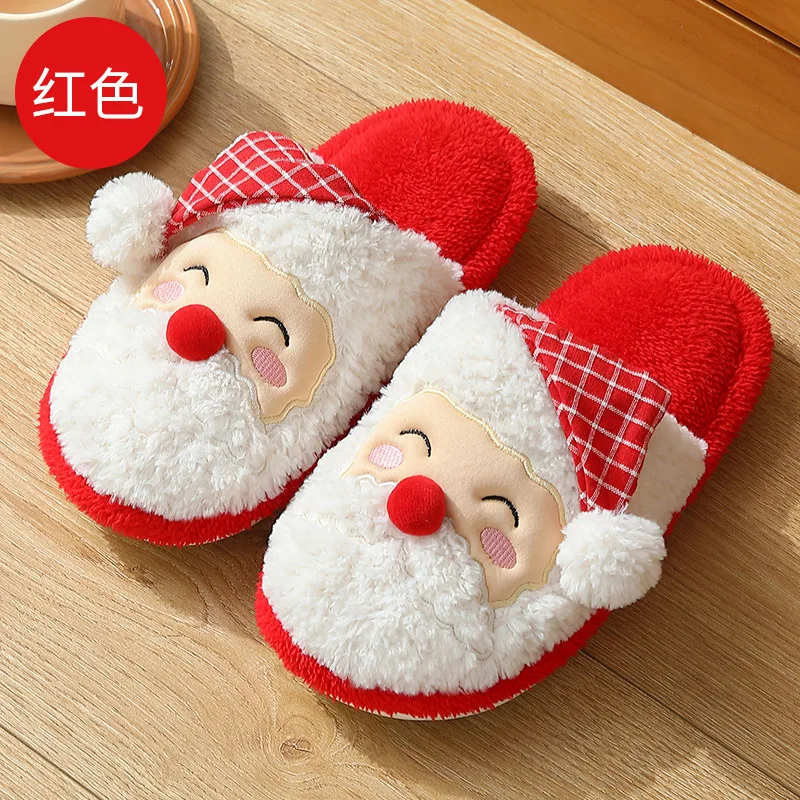 2022 Santa Claus Female Cotton Slippers Autumn And Winter Lovely Waterproof Indoor Home Warm Comfortable Plush Men's Cotton Shoe