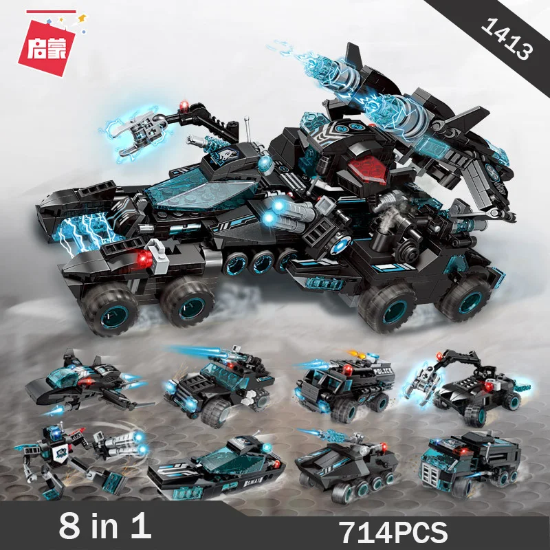 

Qman SWAT Super Chariot Building Blocks 8 In 1 Shadow Pulse Car Children's Educational Assembled Bricks Boy's Toys