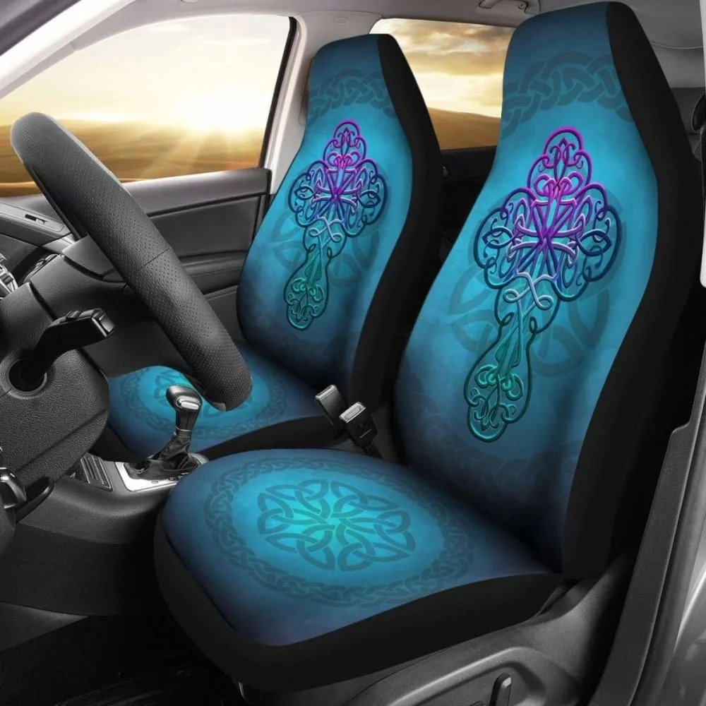 

Celtic Car Seat Covers Blue Celtic Cross,Pack of Front Seat Cover