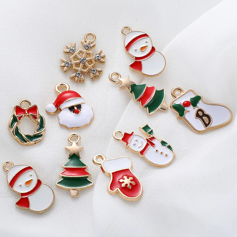 

10pcs Mixed Series Christmas Charms Small Pendant Christmas Charms for Jewelry Making Bulk DIY Pendants Handmade Accessorie