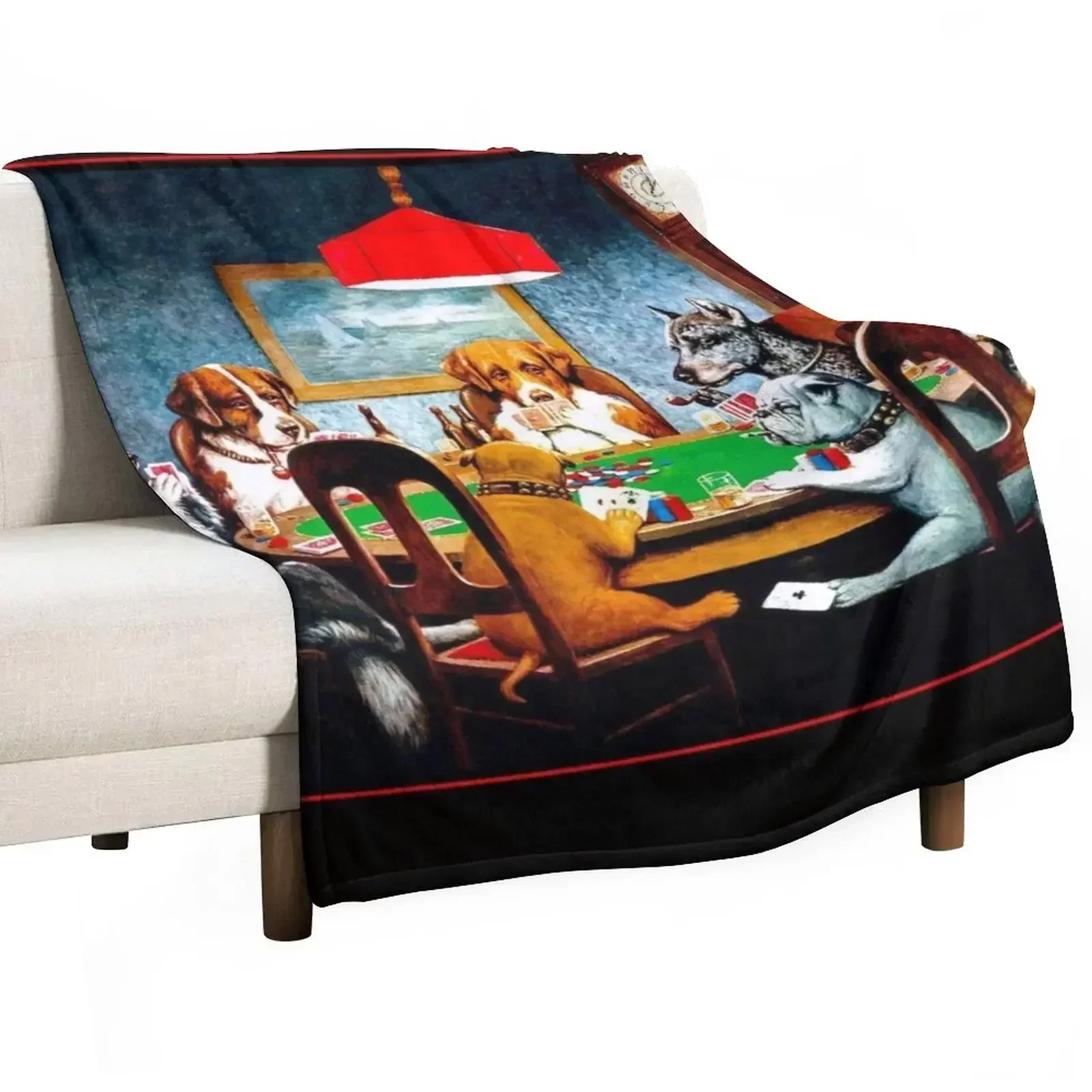 Плед для собак играющих в покер: винтажный C M с принтом Coolidge плед декоративные