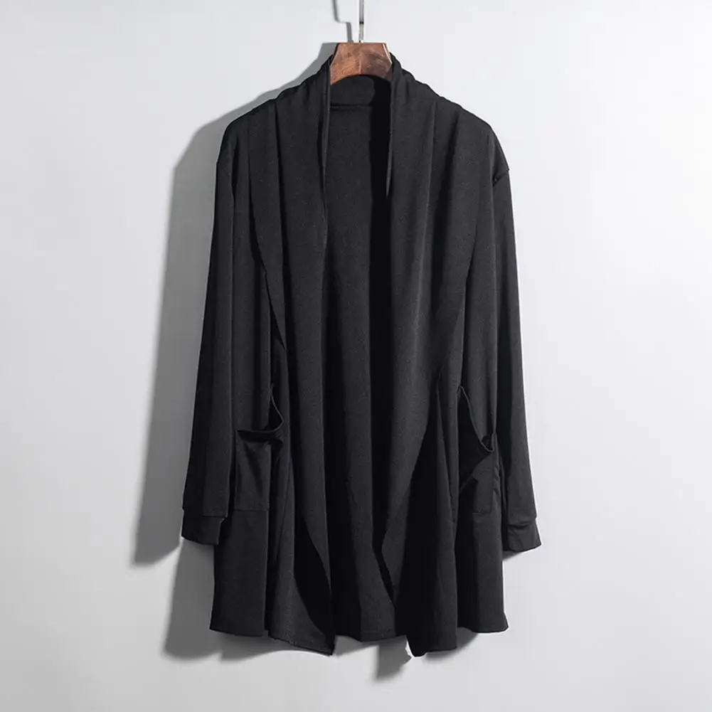 

Male Stylish Draping Lapel Cardigan Coat Autumn Cloak Coat Relaxed Fit for Daily Wear