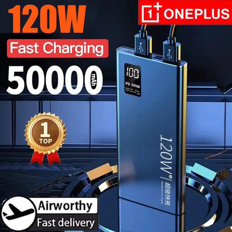 Фото OnePlus 50000 мАч оригинальный мобильный аккумулятор 120 Вт 30000 мАч с двусторонней быстрой зарядкой внешний аккумулятор, совместимый с Android IOS №1