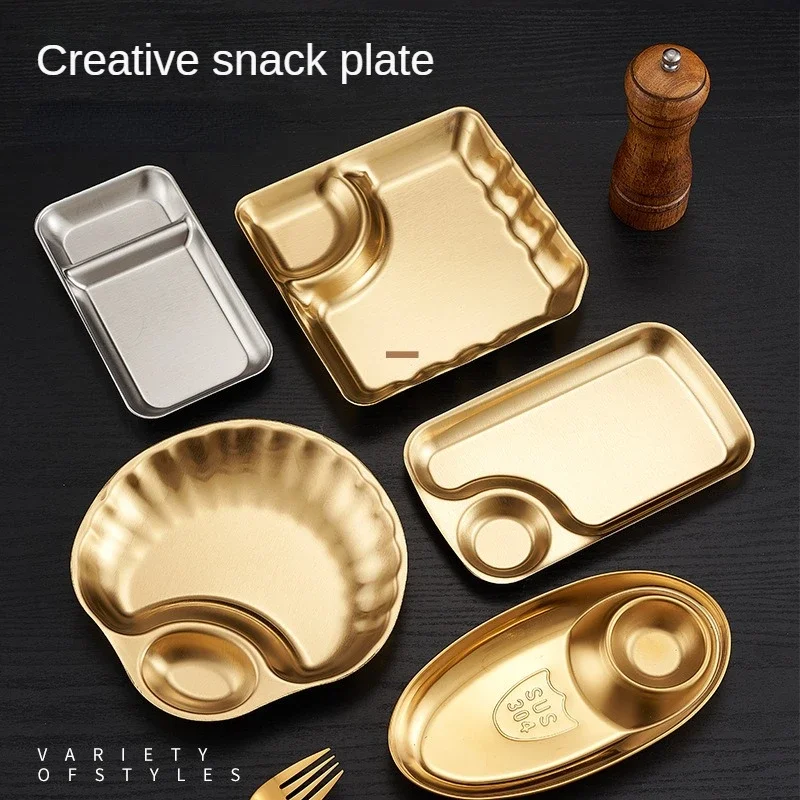 

Stainless Steel Divided Plates/Compartment dinner plates,Durable Metal Feeding for Serving Snack Camping bar,Dishwasher Safe