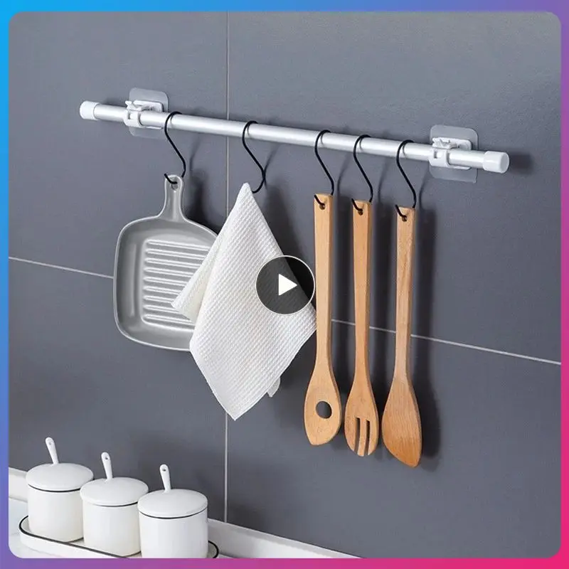 

Plastic Hanging Rod Clamp Hooks Wall Curtain Fixed Clip Rod Bracket Holders Adjustable Hanging Rack Hook Adhesive