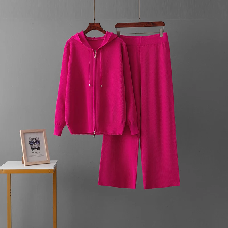 Женский Комплект Спортивной Одежды Trikotaj С Кардиганом Капюшоном И Широкими