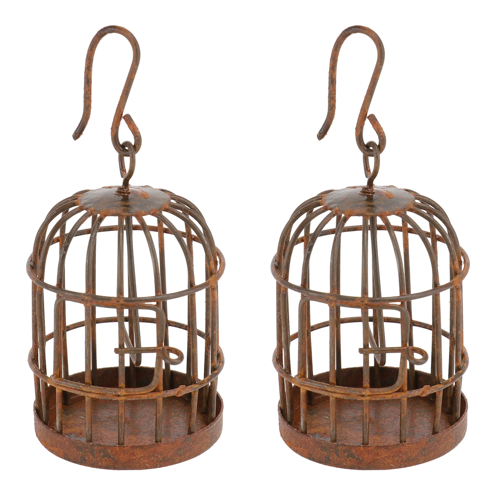 

2 Pcs Birdcage Ornament Decor Miniatures Pendant Decorative Micro Landscape Supply Hanging Fake Nest Succulent Simulated