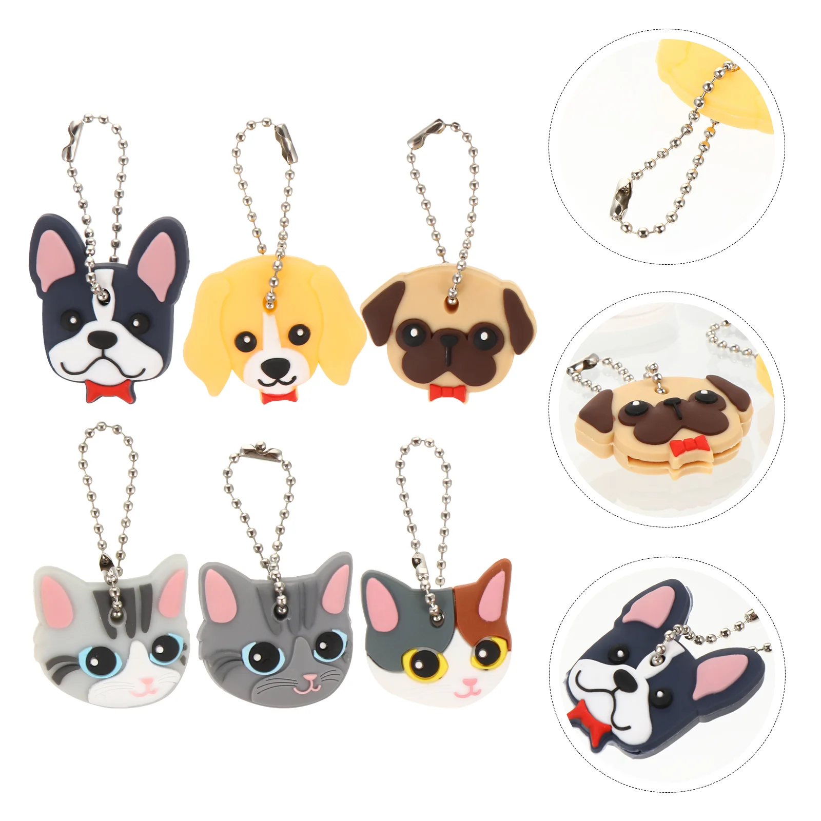 

6pcs Cartoon Key Covers Key Protective Covers Lovely Key Identifier Covers