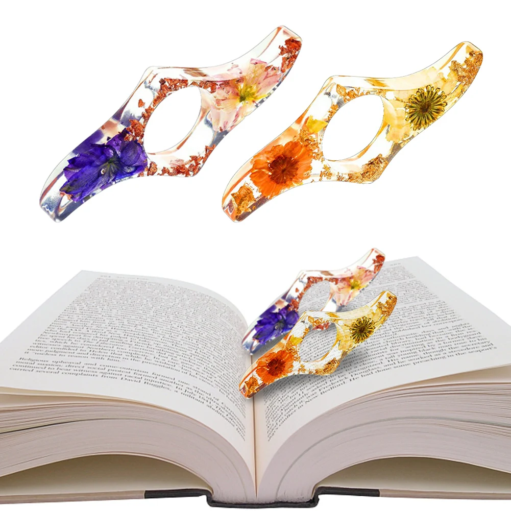 

2pcs Thumb Ring Page Holder Dried Flower Resin Literary Reading Accessories Portable Student Teacher Bookworm Handmade Bookmark